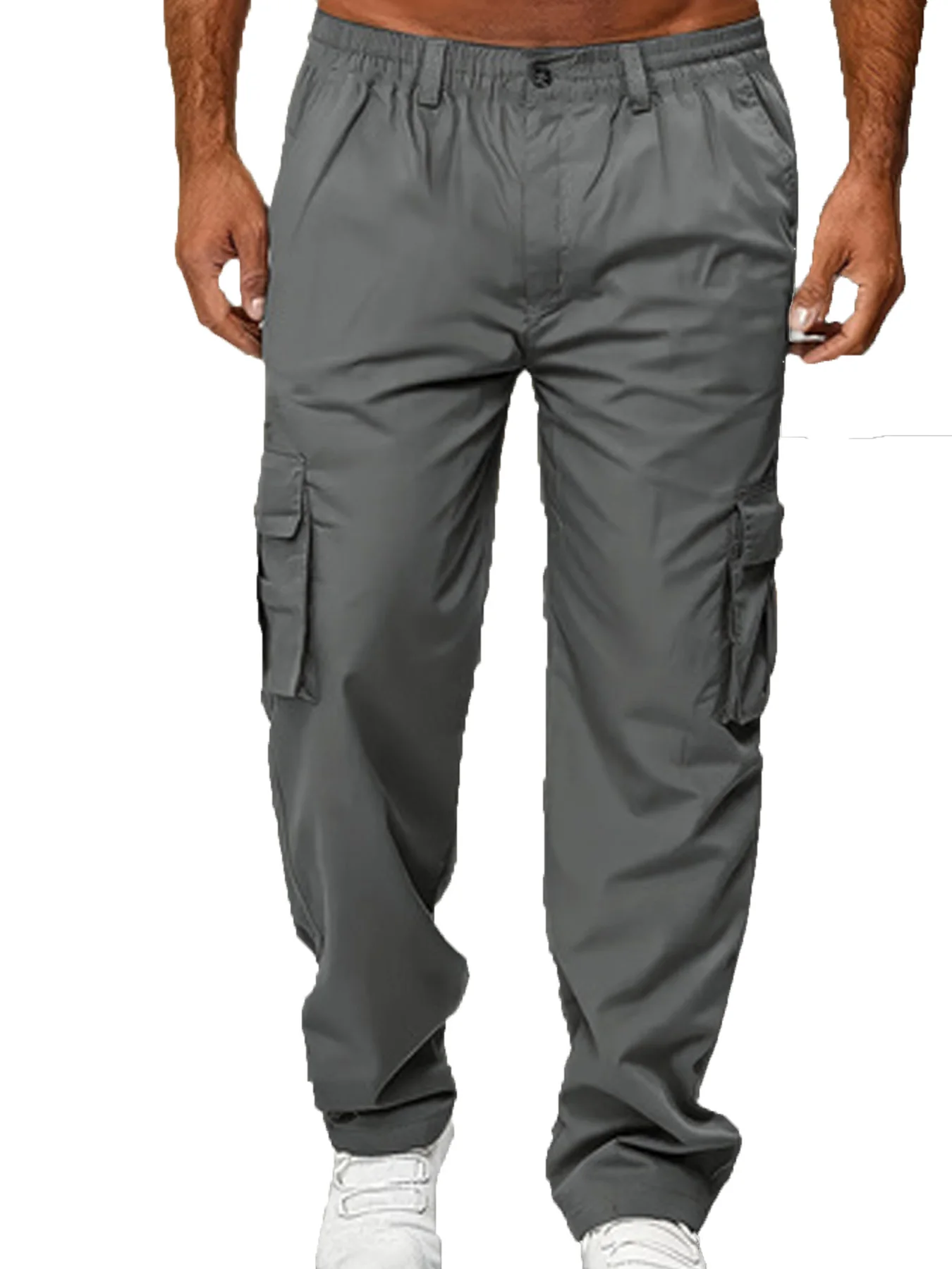 Lose übergroße Herren-Langhose mit Kordelzug, Herren-Hose mit mehreren Taschen, Jogginghose, gerade Passform, Jogger für Sport und Streetwear – Detail 4