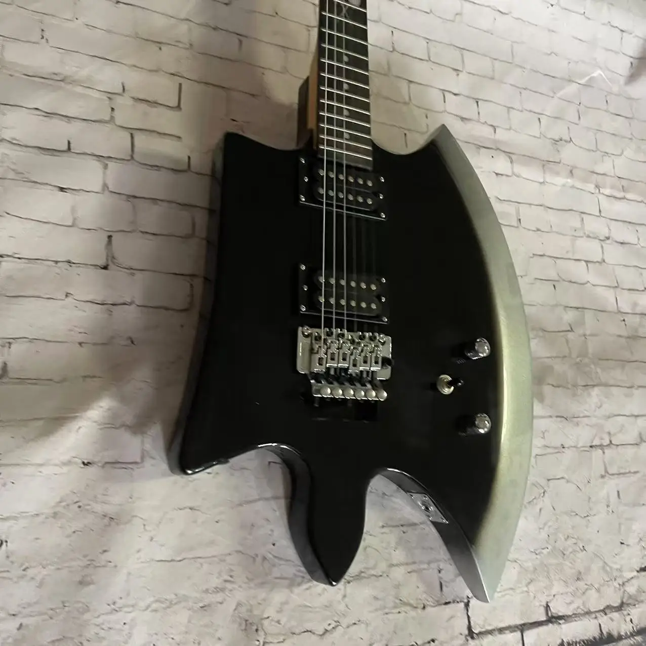 Electric Guitar 6-Chord Axe Style Guitar, Classic Black Body, Realistic Shipping Picture, Order Now Shipping, In Stock