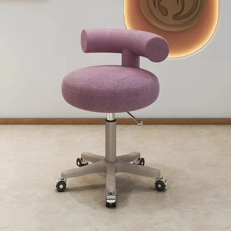 Minimalist Beauty stool lift big chair pulley hairdressing manicure barber shop backrest round chair image 2