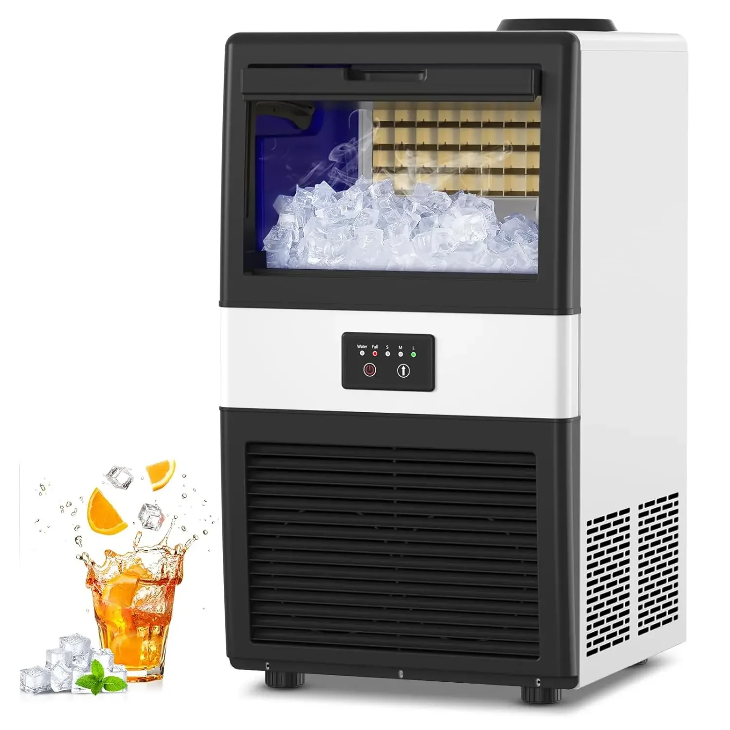 Ice Maker Machine, 70 LBS/24H Under Counter Large Ice Machine w/ 10 LBS Capacity Ice Storage Bin, 2 Water Inlet Modes