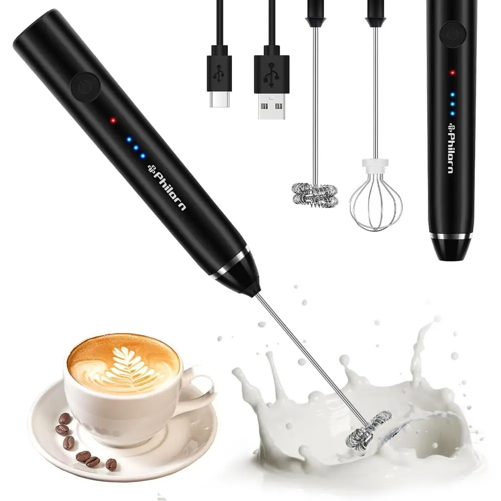 Espumador de Leche Eléctrico Recargable Portátil para Café, Lattes, Cappuccinos, Matcha, Chocolate Caliente y Batidos de Proteínas