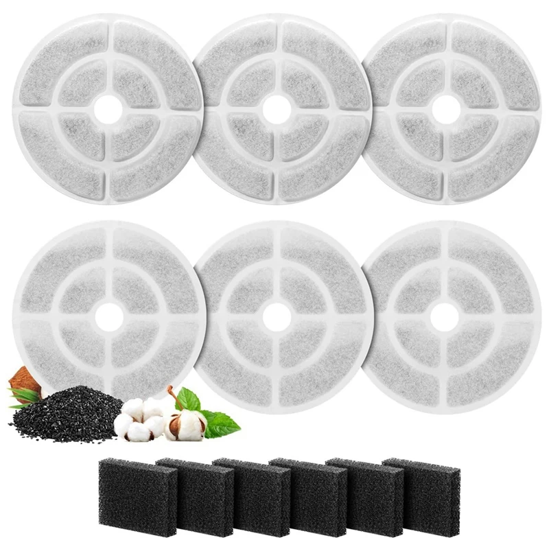

Replacement Cat Water Fountain Filters For 2.5Gal/9.5L Dog Water Fountain Activated Pet Fountain Filters And Sponges