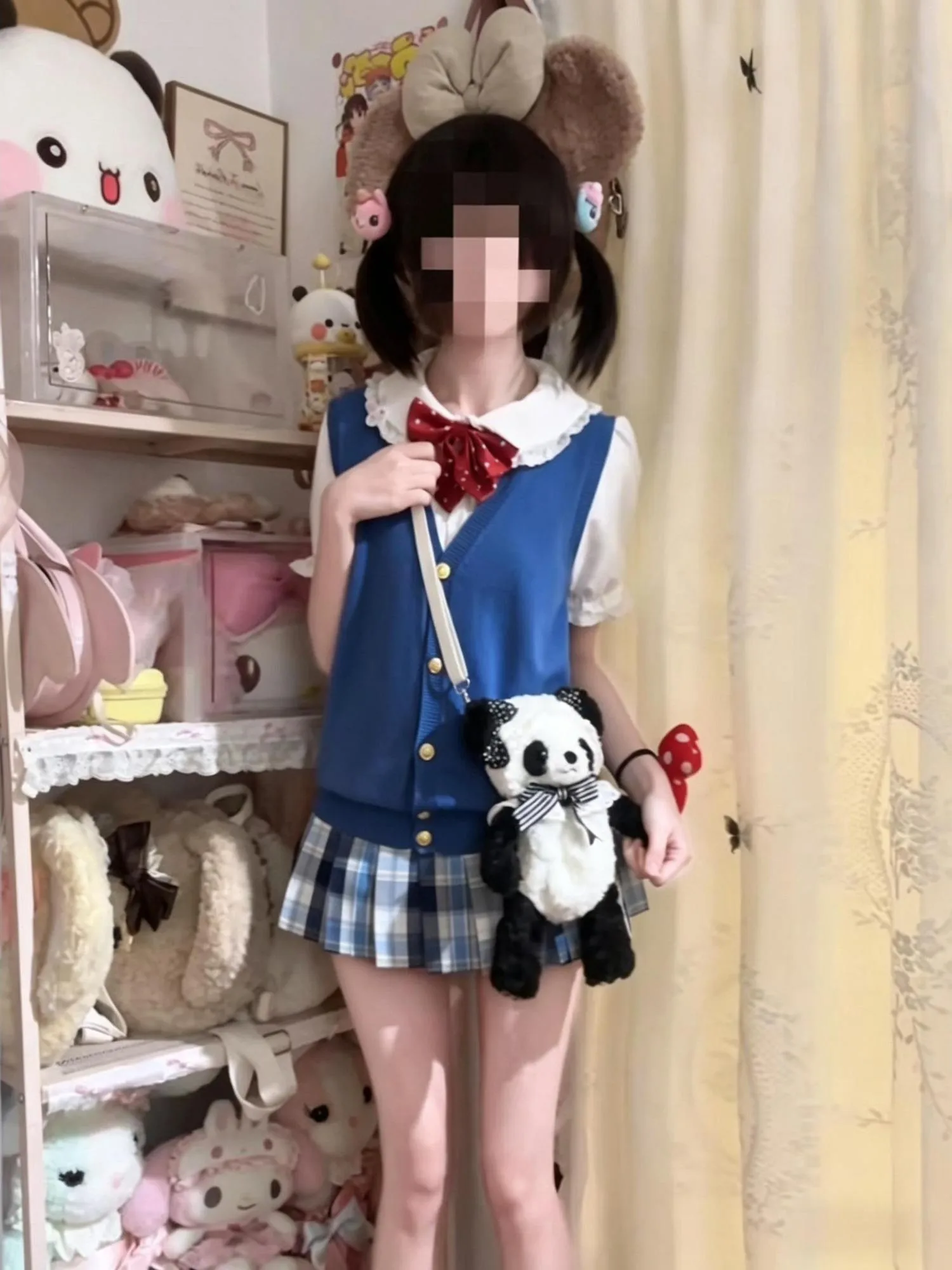 Uniforme Escolar JK Original, Estilo Veraniego para Chicas, Cárdigan de Punto Azul Bebé, Chaleco, Camisa con Cuello de Muñeca, Conjunto para Combinar en Capas