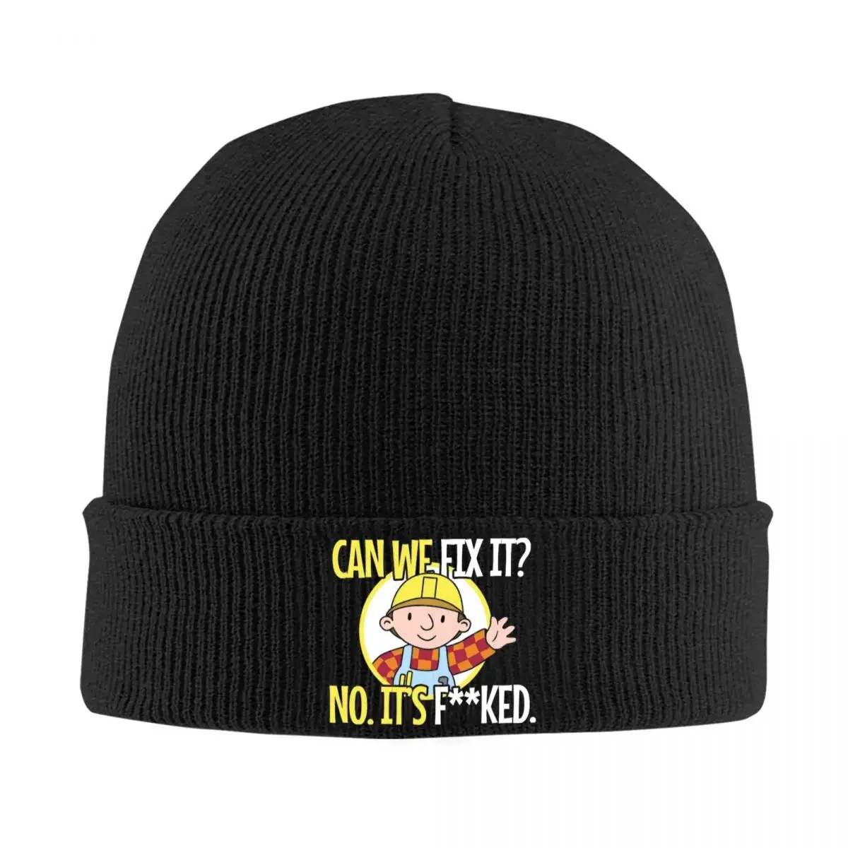 Can We Fix It Bob The Builder Knitted Hat Women's Men's Beanies Autumn Winter Hat Acrylic Crochet Melon Cap