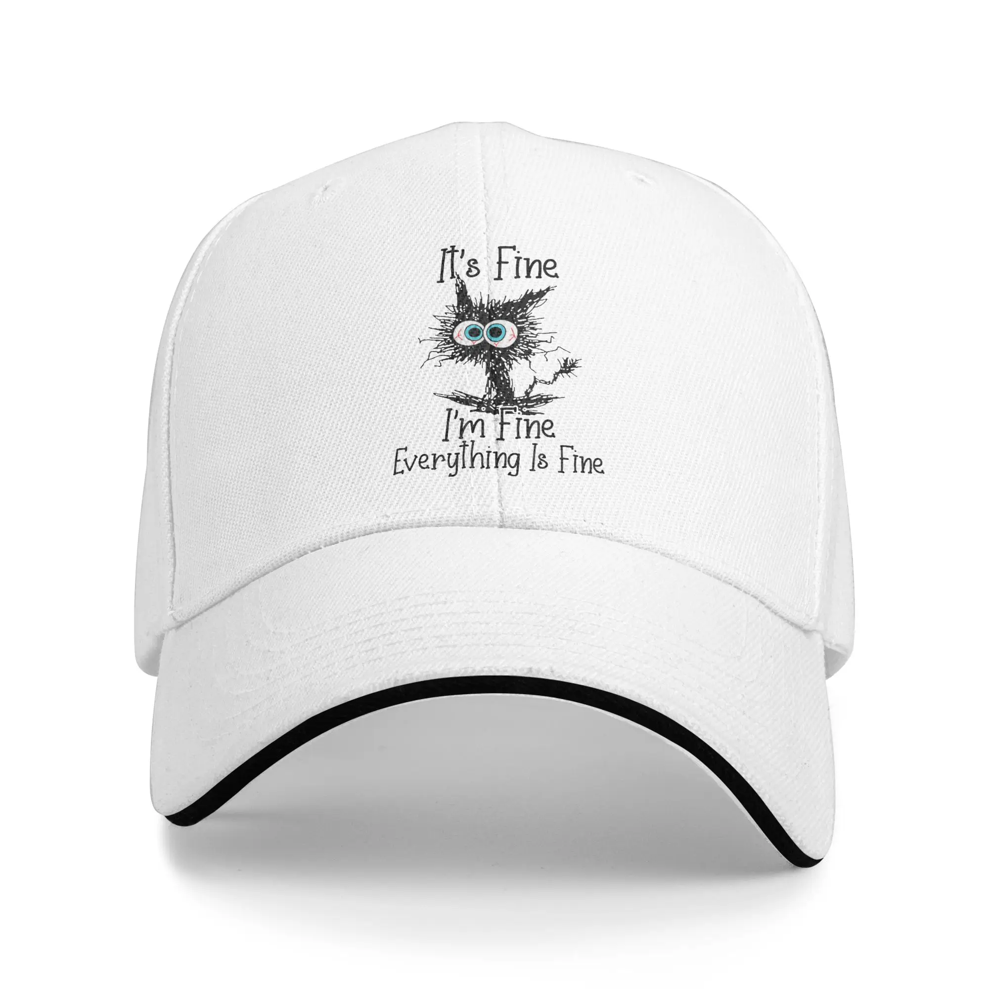 Funny Cat Lover It's Fine I'm Fine Everything is Fine Casual Baseball Cap  Trucker Hat Summer Unisex-Teens Trendy Baseball Caps