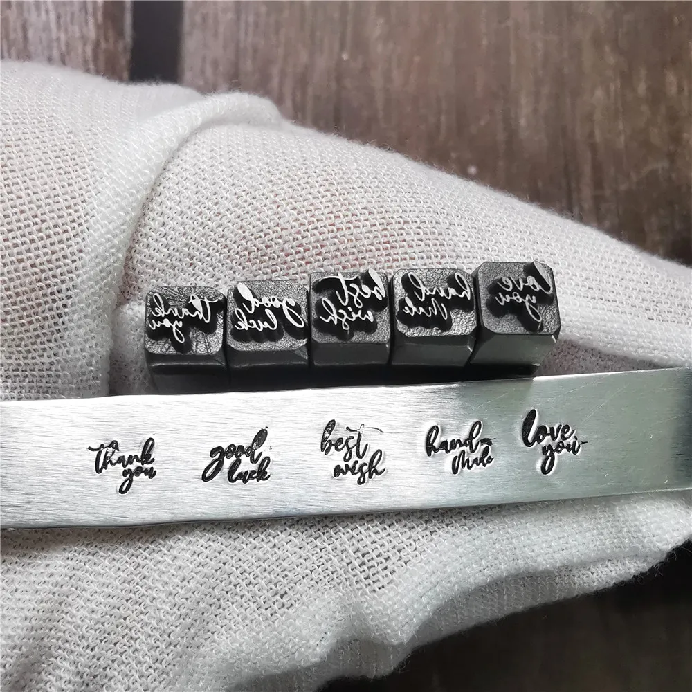 Blessing Words Design Jewelry Stamping Punch Metal Stamps Punching Tool DIY Silver Leather Ring Bracelet Letter Stamp Alphabet