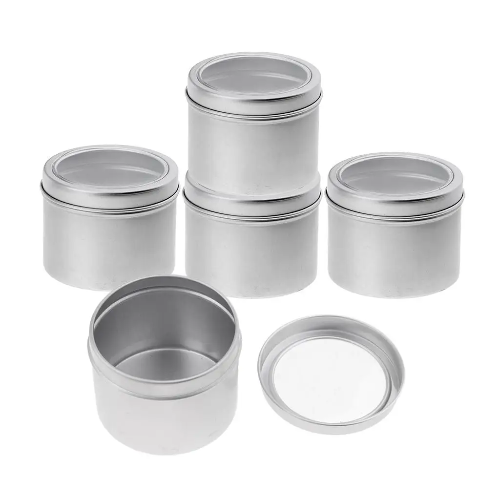 5Pc 100ml Aluminium Empty Cosmetic Pot Container Box Screw Lid