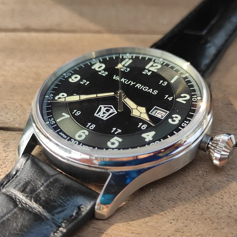 Orologio da polso meccanico automatico da uomo pilota tedesco Seiko Nh35 movimento C1 calendario luminoso puntatore a Gas impermeabile Reloj Hombre