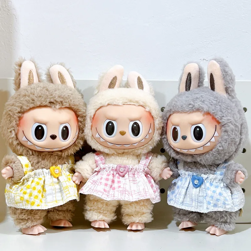 Only Clothes: Various Cute Cartoon 17cm Labubu Baby Clothes Plush Toys Clothing Accessories Set Pendants For Use