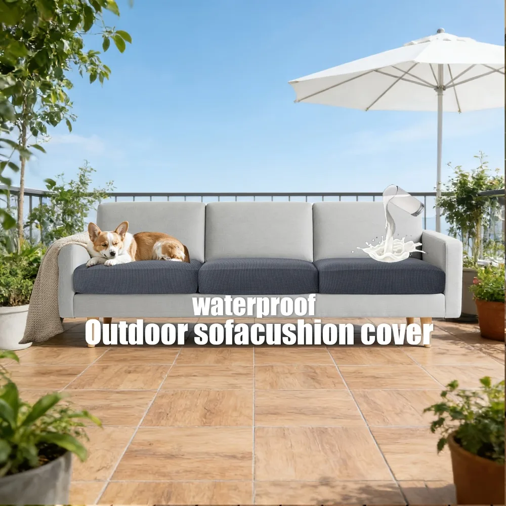Outdoor Waterproof Sofa Cushion Cover Stretch Jacquard Sofa Cover Pet Scratch Resistant Sofa Slipcover for Patio Home Decoration