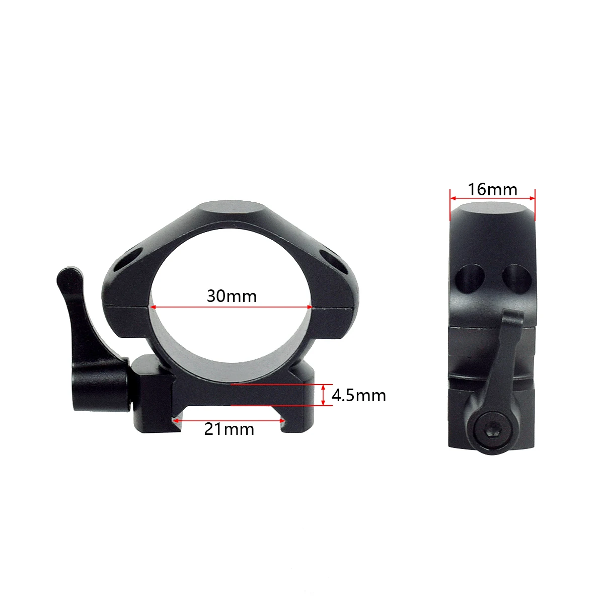 Tactical 25.4mm 30mm Steel Scope Rings Mount  With Quick Release 20mm Rifle Rail Ring For Low Medium High Profile 2pcs