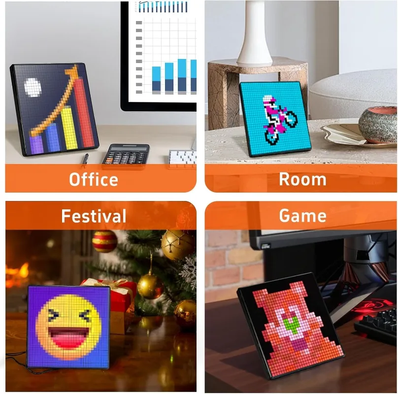 LED Pixel Art Display, Smart Digital Lamp Set with Calendar, Matrix Panel for Game Room Accessories & Decor,Pixel Panel