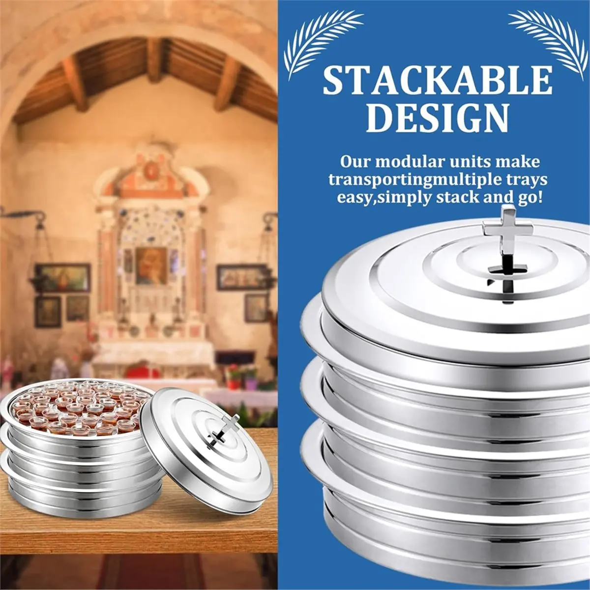 2026 New Tool Holy Communion Tray for Churches with Lid Communion Set Stainless Steel Cup Tray Church Supplies Not Cups Included