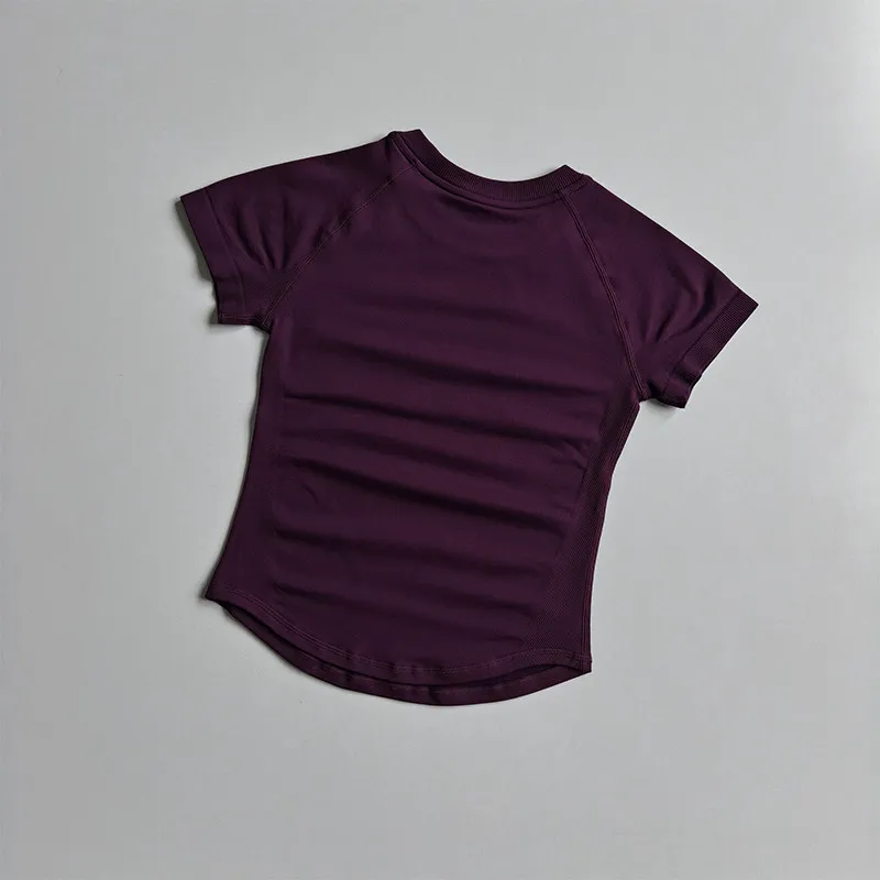 Yoga-Bekleidung Kurzarm-Shirts Damen Sommer Neu Schnelltrocknend Outdoor Fitness Lauf-Top Gym-Outwear Trainings-Sport-T-Shirt – Detail 6