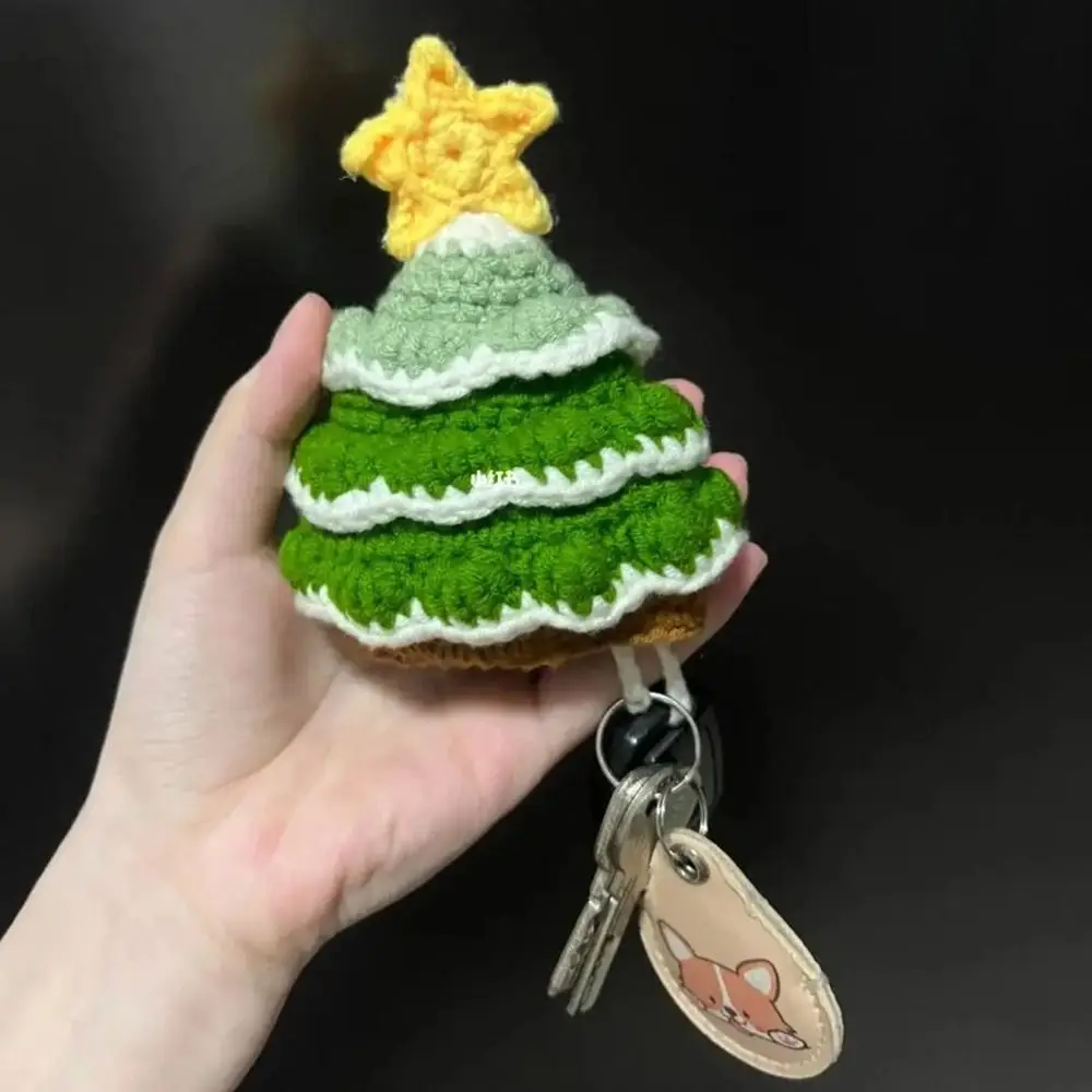 Christmas Tree Santa Claus Handmade Keychain Car Key Bag Weaving Car Key Protective Cover Auto Key Case Bag Pendant Key Ring