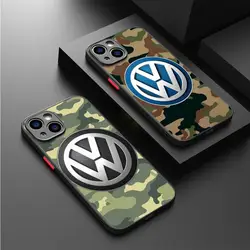 Fashion V-Volksw-agen Logo Phone Case for Apple iPhone 11 16 13 15 12 14 Pro Max 7 XR X XS 13 12 Mini 14 Plus 8 SE Matte Cover
