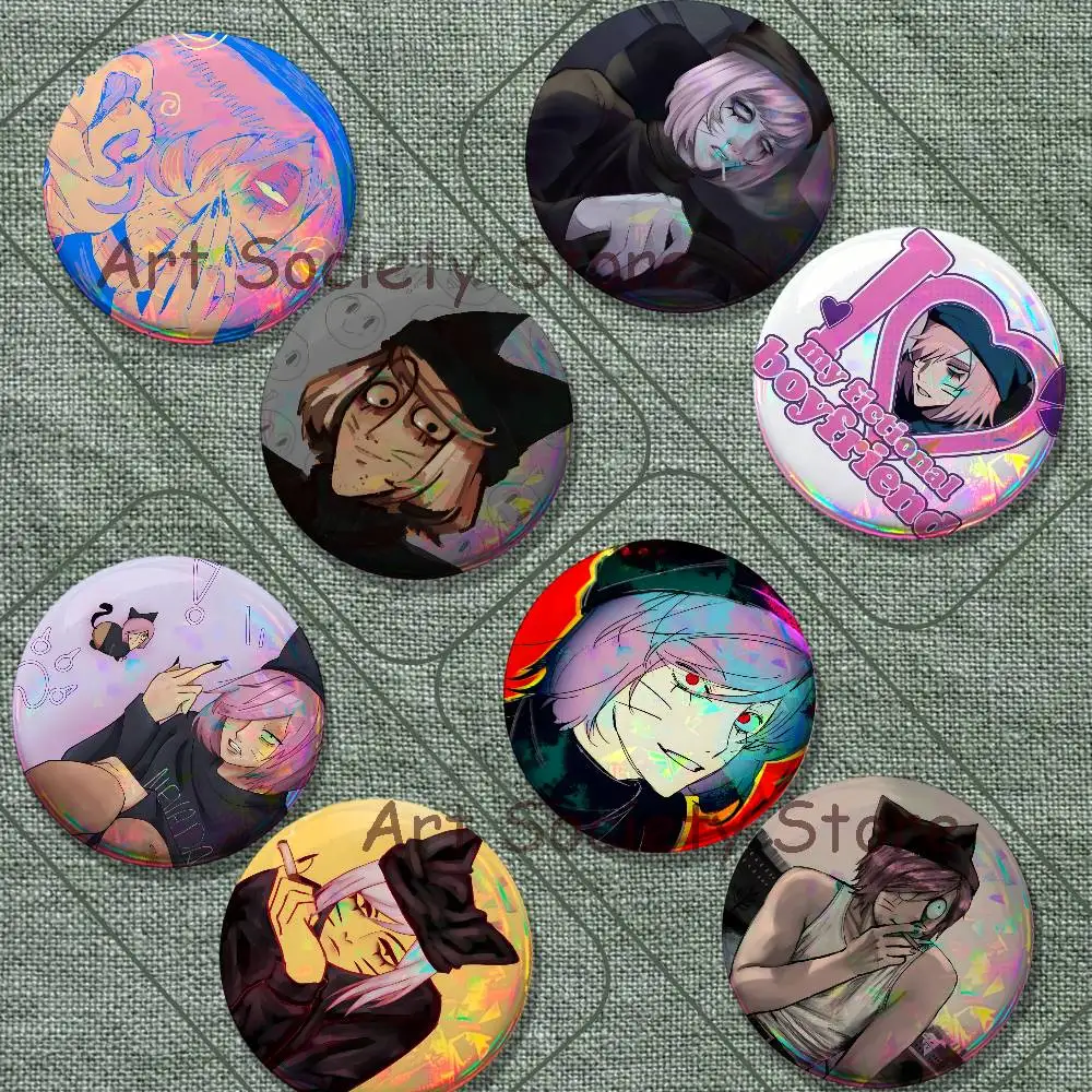 N-Nyen Ranfren Brooches For Backpack Accessories 25,32,44,58,75mm Round Enamel Pins 2-piece Set Cartoon Anime Badge