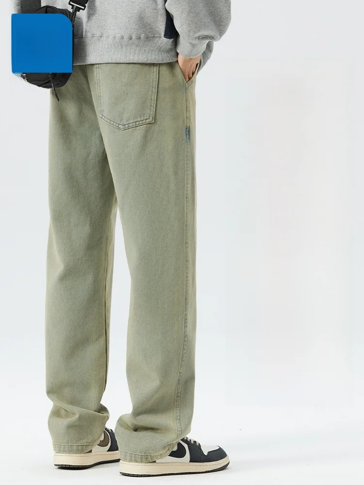 True Weave Primavera Otoño Sle Pantalones vaqueros sueltos para hombres American Retro Casual Pierna recta Pantalones largos Tendencia juvenil Algodón Poliéster...