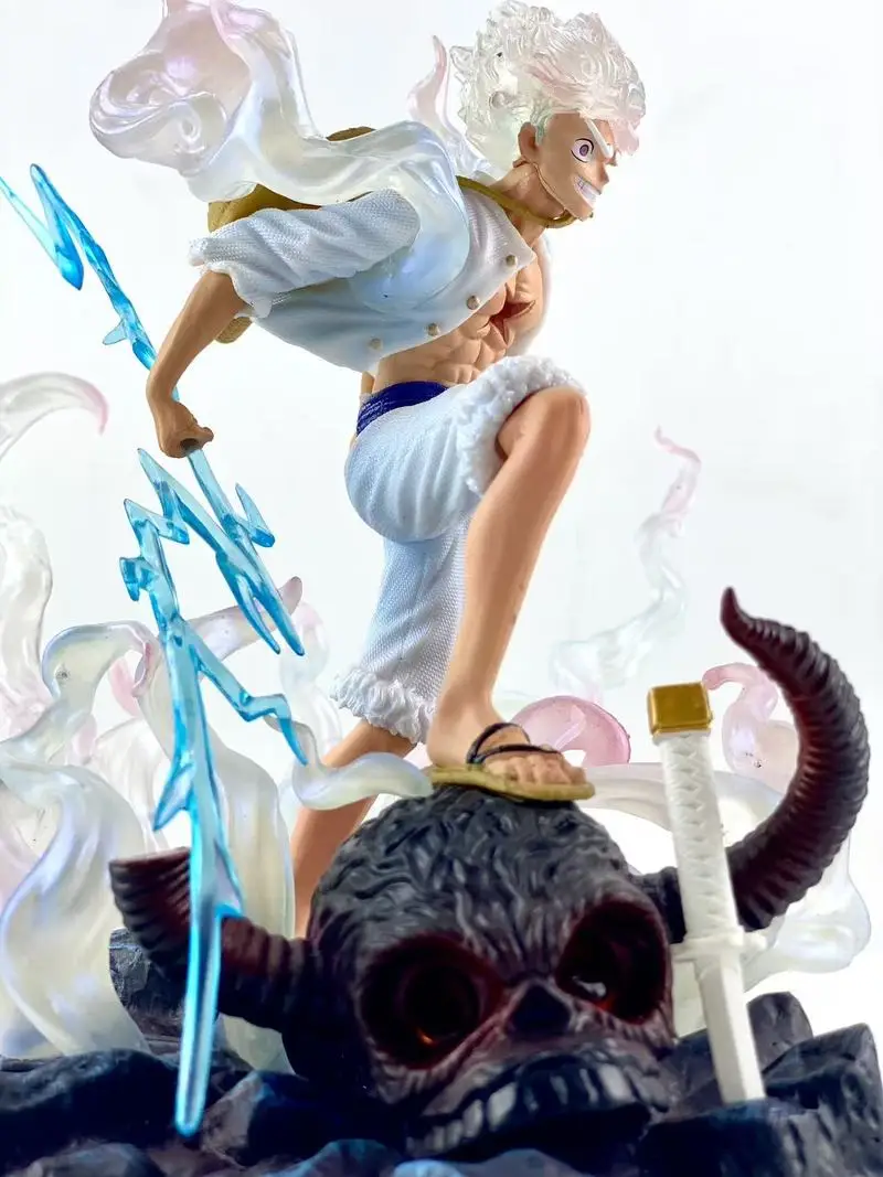 23cm One Piece White Hair Nika Boy Simple Cartoon Anime Peripheral Statue Model Collectible Figure Ornament Toy Gift