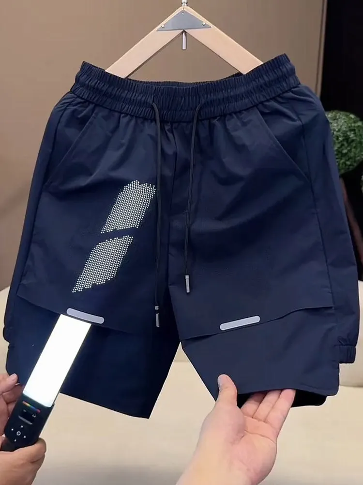 

Высококачественные быстросохнущие спортивные повседневные мужские шорты-бриджи для лета, свободные, универсальные, дышащие, тонкие, для делового и повседневного стиля