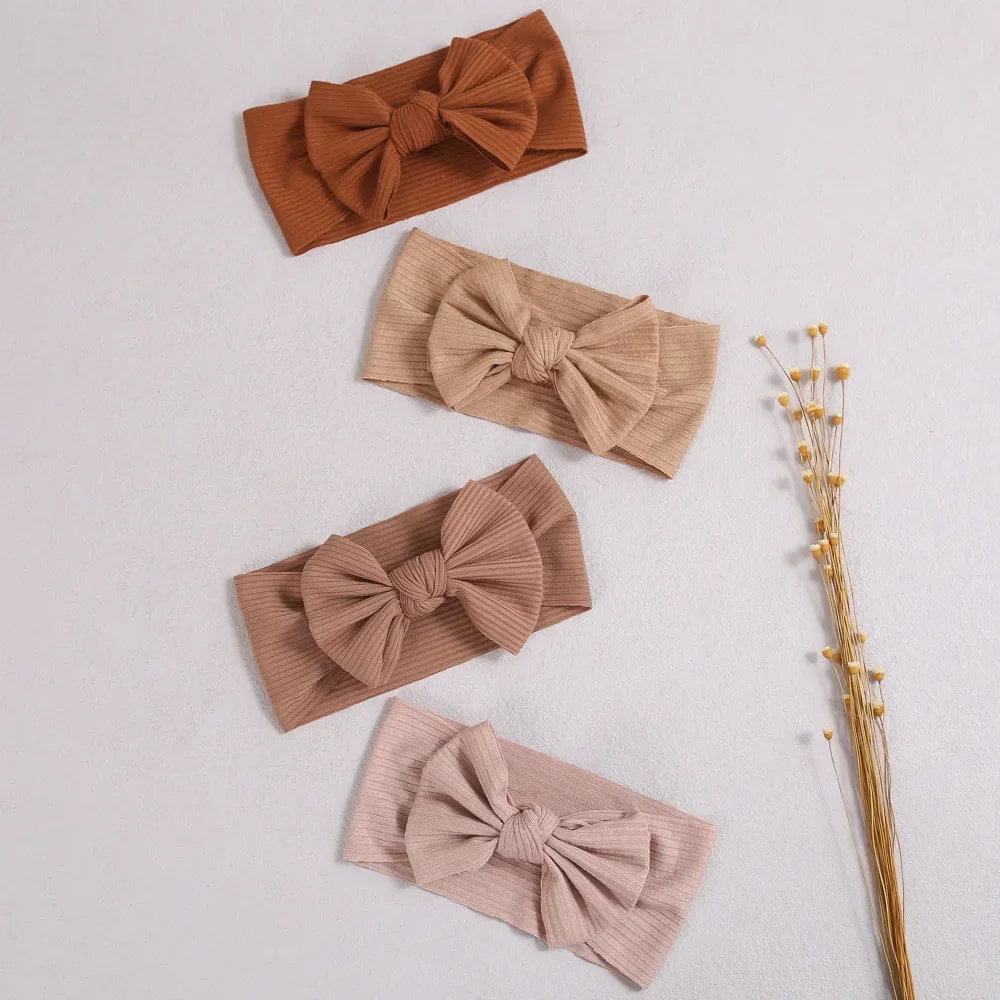 Fascia rossa per neonate Accessori per capelli Solido fiocco Nodo Turbante Fasce per bambini Copricapo Hairbow Bandeau Bebe