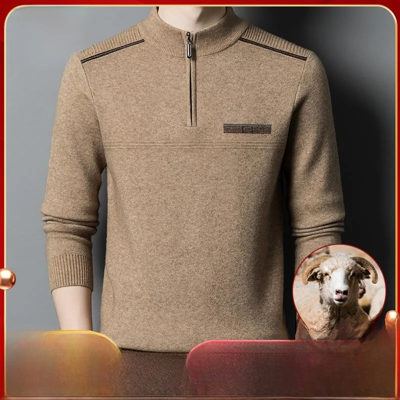 

Pierre Cardin Men's Faionable Thiened Woolen Knitted Sweater Zipper High Collar Camere Cardigan Busin Casual Winter ...