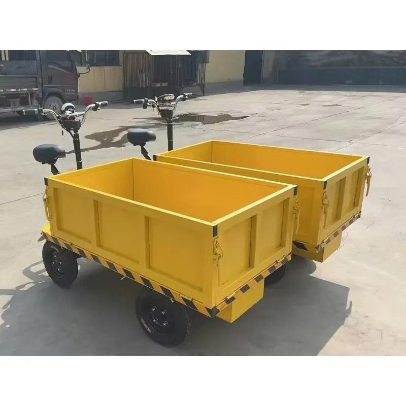 Customized four-wheel electric flatbed truck for reverse driving on construction sites, heavy-duty transportation, manual