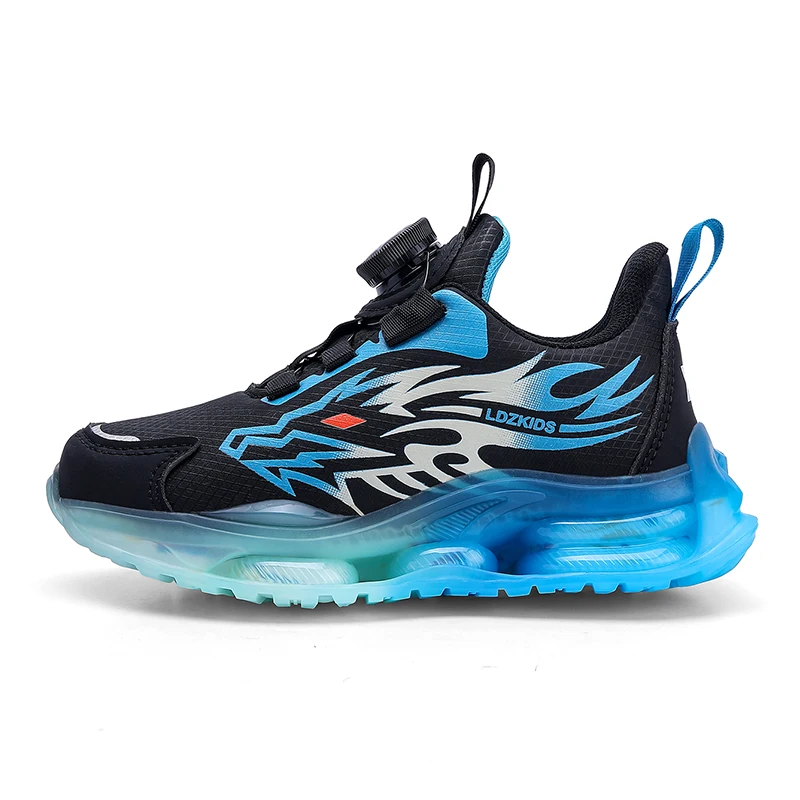 Boys Girls Leather Bungee Lace Running Shoes | Breathable Cushioned Sport Sneakers, Non-Slip Durable Walkers for School & Play