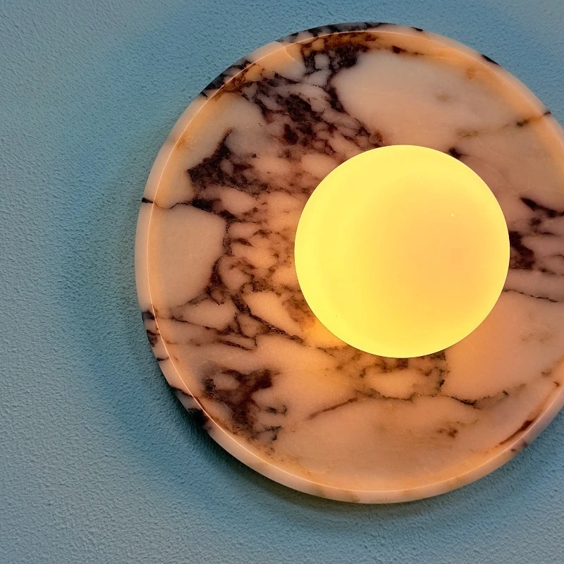 

French Wabi Sabi Natural Marble Wall Lamp for Showroom & Hotel, Living Room Light, Bedroom Bedside Wall Lamp & Aisle Light