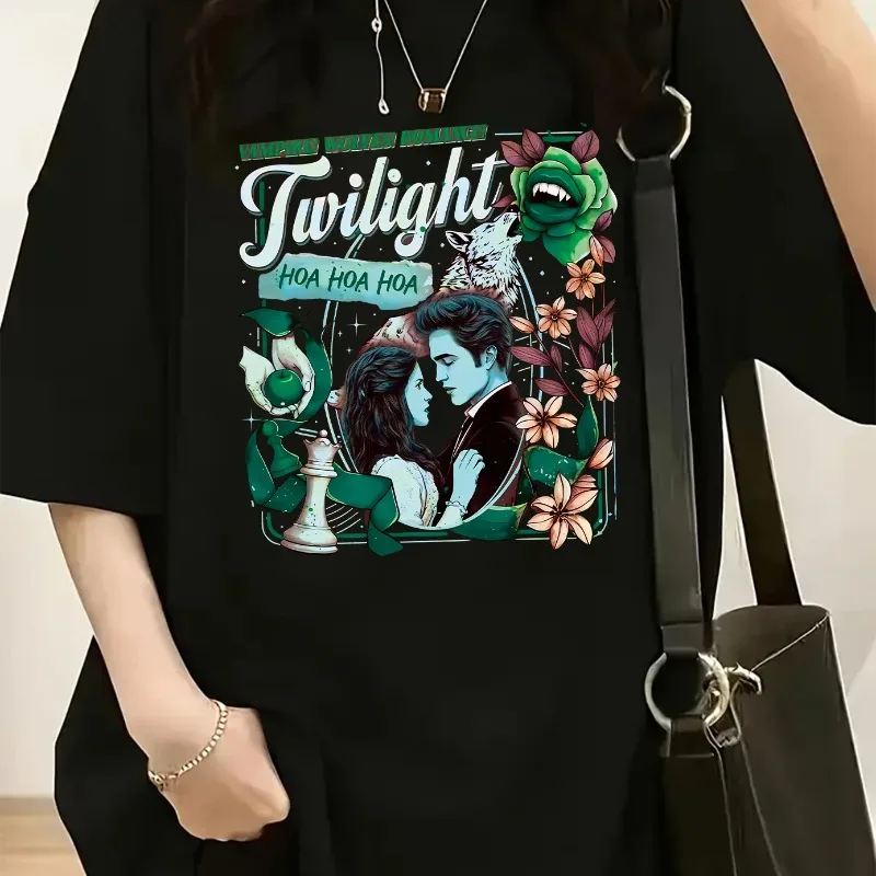 

Серия фильмов «Любовь на тему вампира», женский четырехсезонный новый стиль, подходит для мужчин и женщин, повседневная и модная футболка