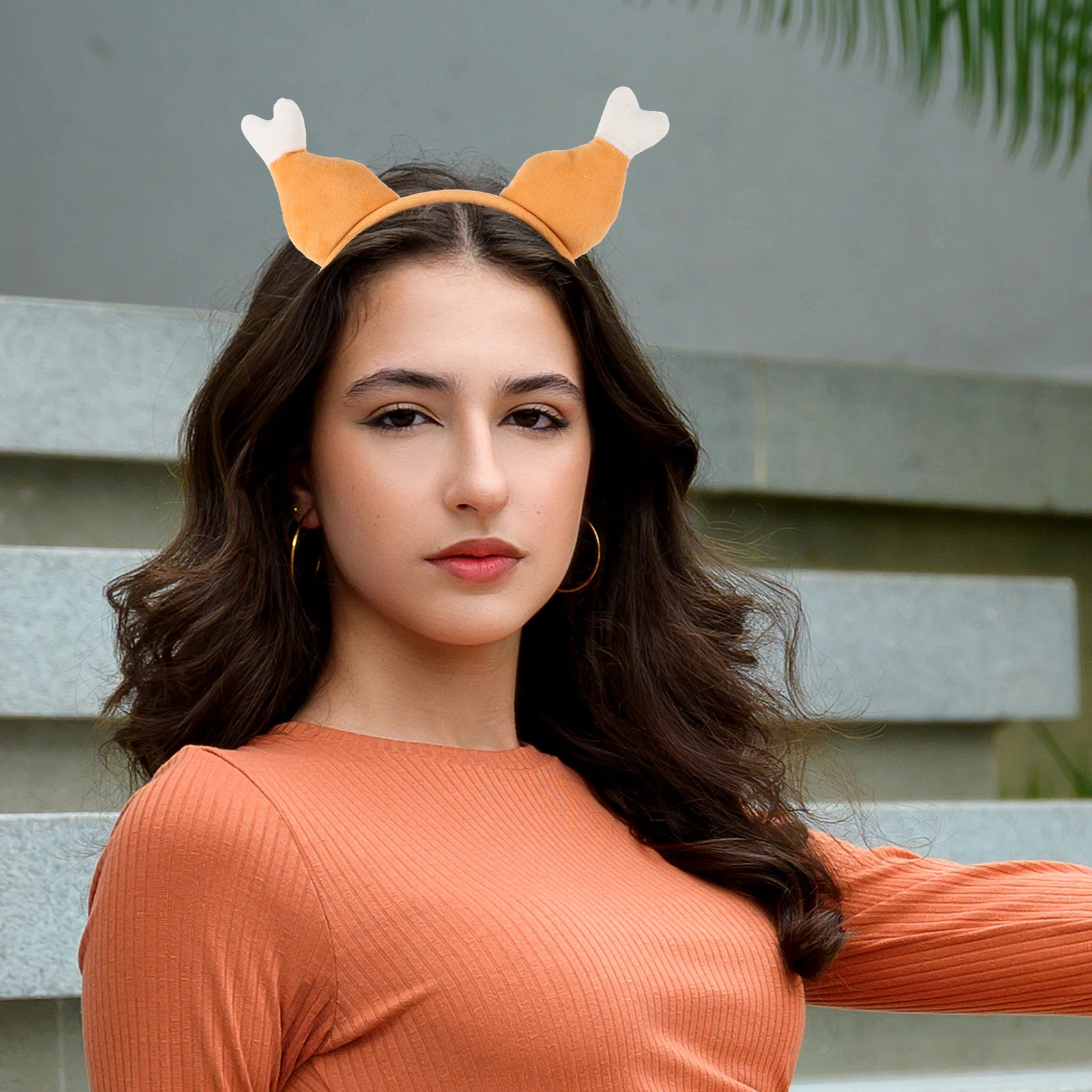

Turkey Leg Headdress Chicken Costume Headband Big Drumsticks Thanksgiving Fabric Women Hairband Party Accessories