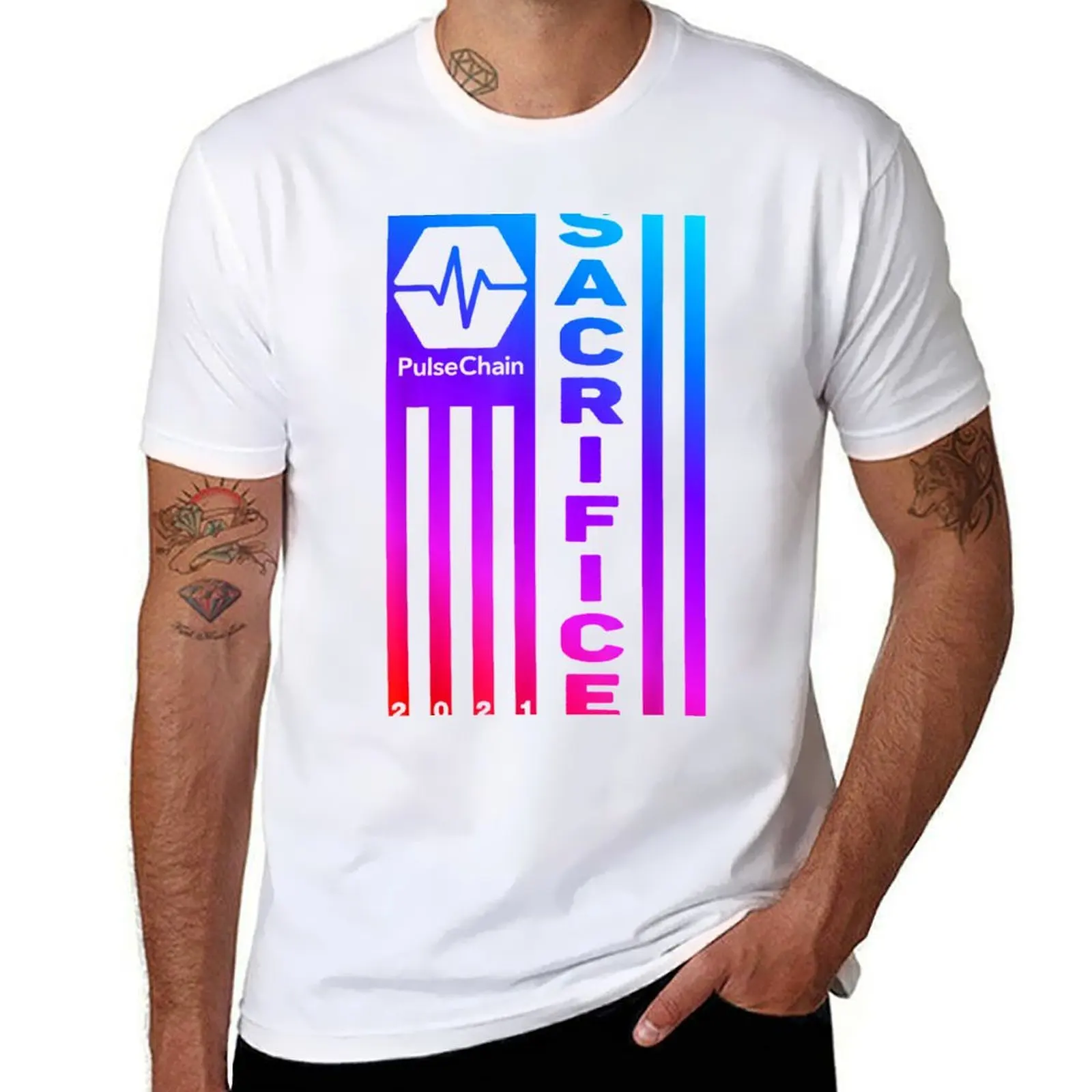 

PulseChain - PulseChain Sacrifice USA Flag T-Shirt t shirts for man graphic vintage t shirt personalised T-Shirt