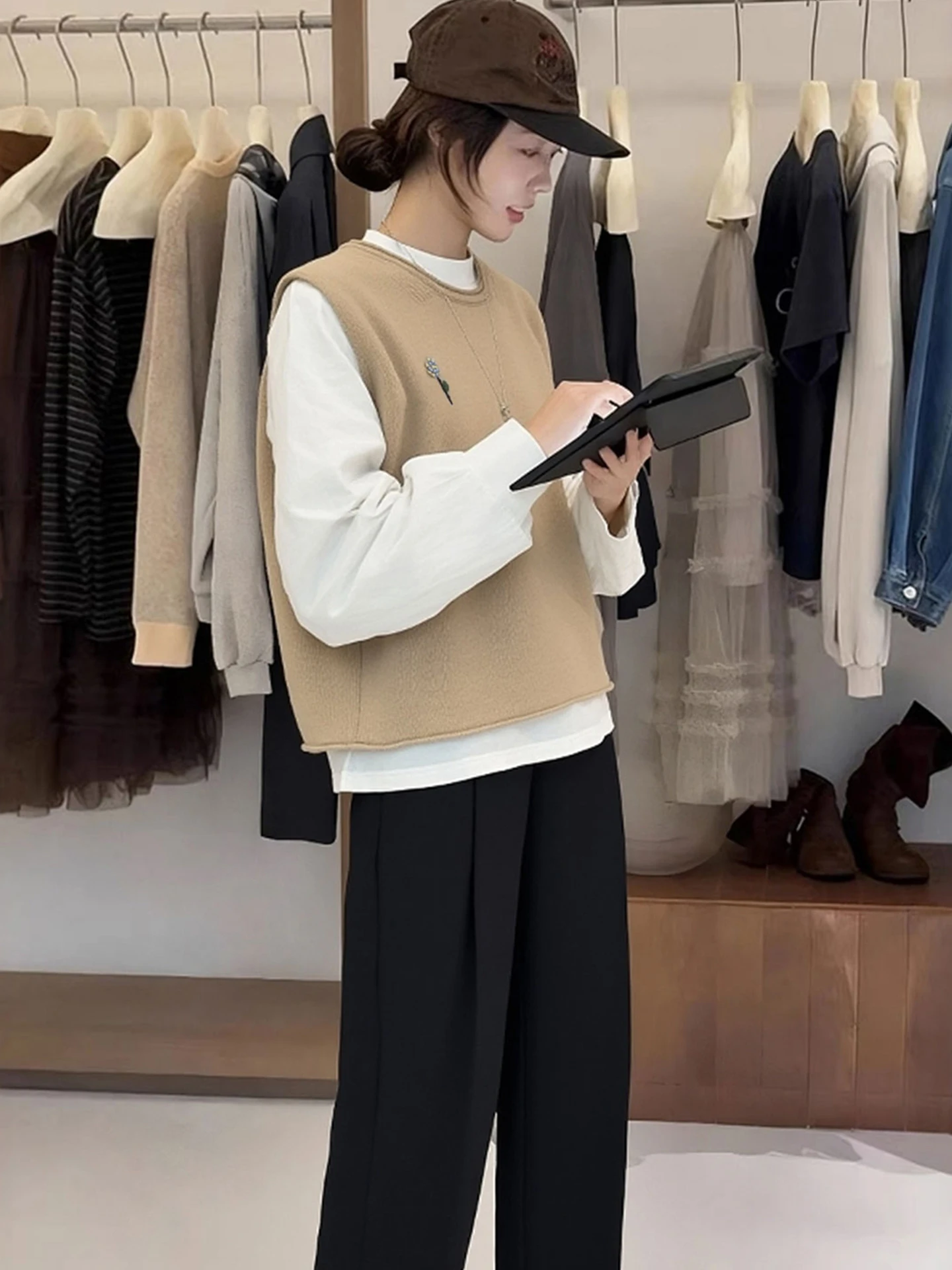 

Корейский свободный теплый вязаный свитер, универсальный жилет, модный топ Camere, зимняя верхняя одежда, женская мода