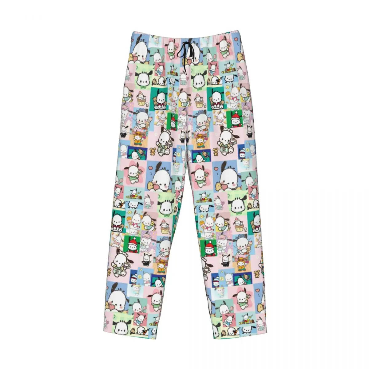 Custom Printed Pochacco Cartoon Pattern Pajama Pants Men's Kawaii Comic Sleep Sleepwear Bottoms with Pockets