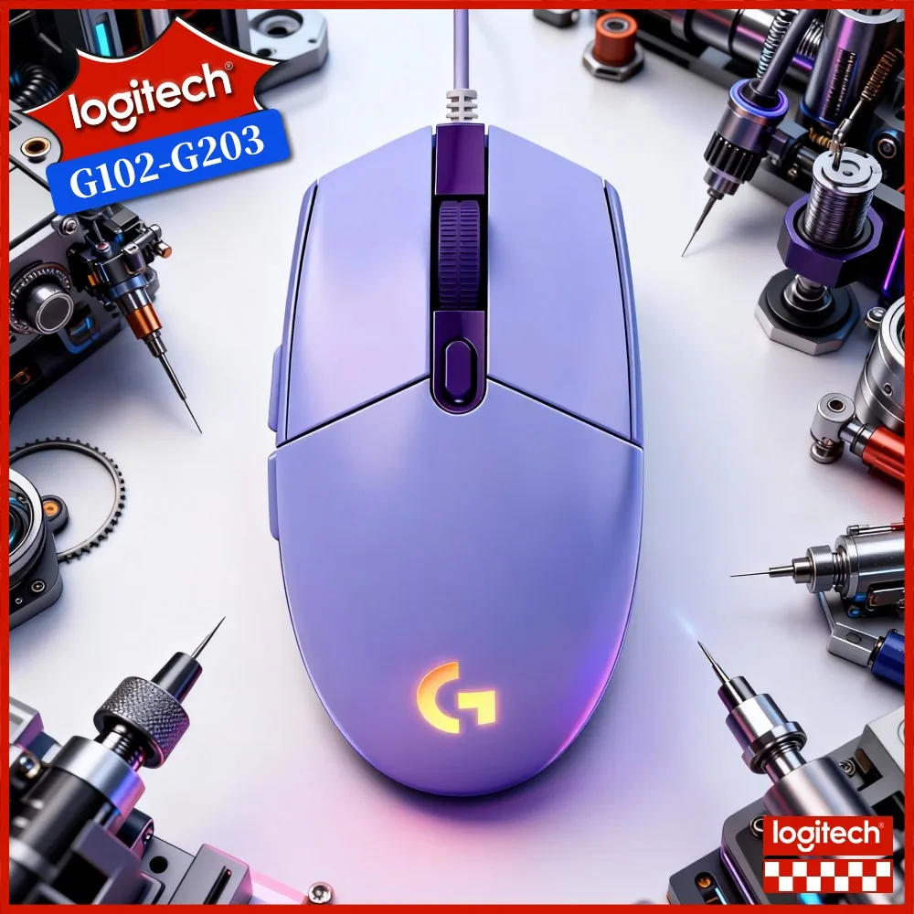 Logitech G102 Gaming Mouse, HERO Sensor 8000 DPI, RGB Backlighting, Mechanical Buttons, Ergonomic For Windows/Macos Users
