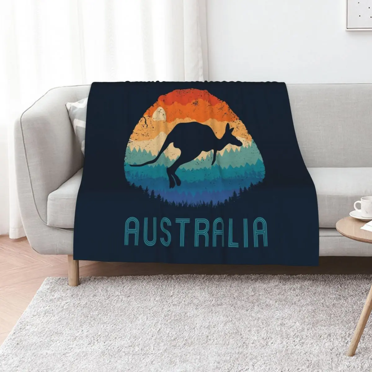 Australia Kangaroo Retro Throw Blanket Personalized Gift warm winter Luxury Throw Winter beds Hair for winter Blankets
