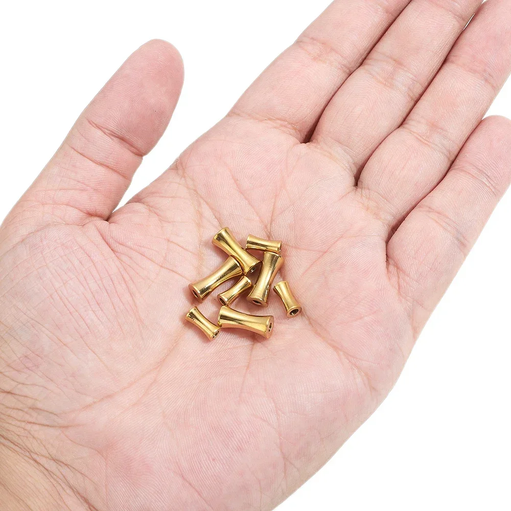 10pcs Stainless Steel Gold Plated Barrel Drum Beads Tube Spacer Beads Charms for DIY Necklace Bracelet Findings Jewelry Making