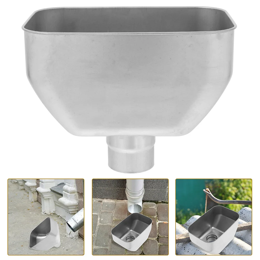 Stainless Steel Water Drop Bucket Rain Barrel Connector Gutter Downspout Downpipe Collector Extension Accessory Silver Adapter