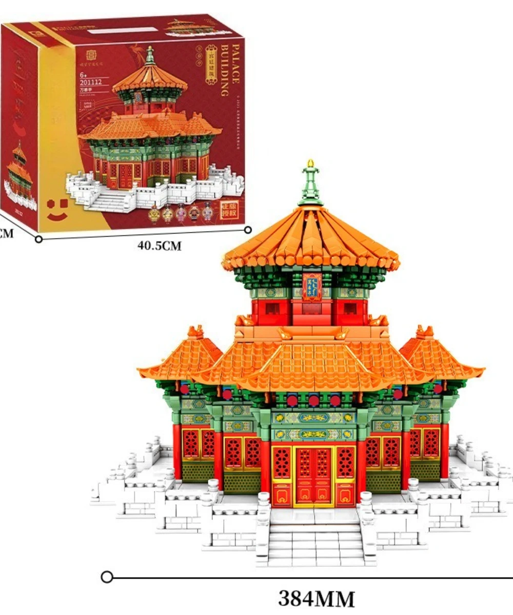 MOC Wanchun pabellón antiguo palaciego conjunto de bloques de construcción arquitectura templo Cultural iglesia juguetes niños vacaciones regalos de cumpleaños