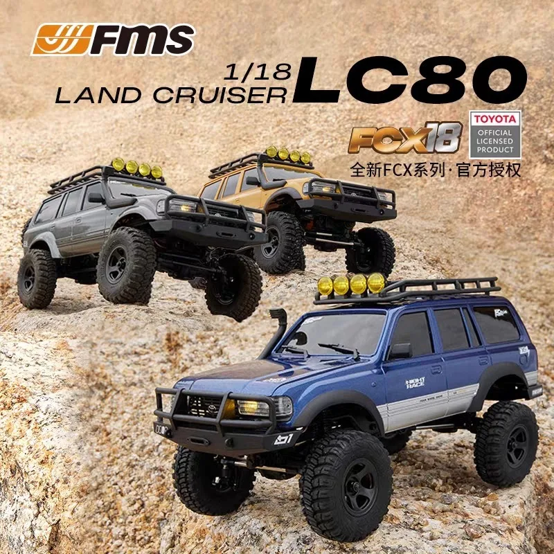 Fms novo fcx18 toyota lc80 1/18 carro de escalada rc carro de controle remoto simulação elétrica modelo off-road brinquedo