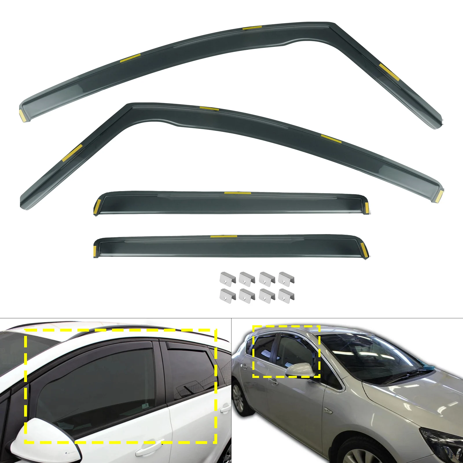 4pcs Tint Side Window Wind Rain Sun Guard Deflectors Protector Visors Sheet For Opel Vauxhall Zafira B MK2 MPV 5 Door 2005-2014