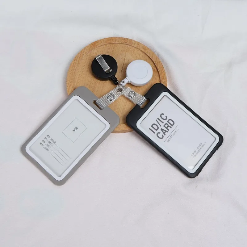 Schwarzer vertikaler Kartenhalter, Schlüsselanhänger, Bus, Campus-Karte, Zugangskontrolle, Arbeitskartenhülle, transparent, mit Ausweisrolle