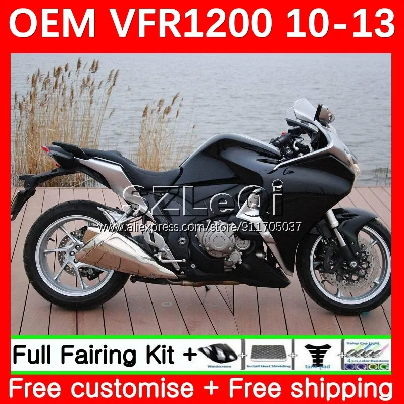 Injection For HONDA Crosstourer VFR 1200 RR Gloss Black CC VFR1200RR 10 11 12 13 59No.80 VFR1200 RR 2010 2011 2012 2013 Fairing