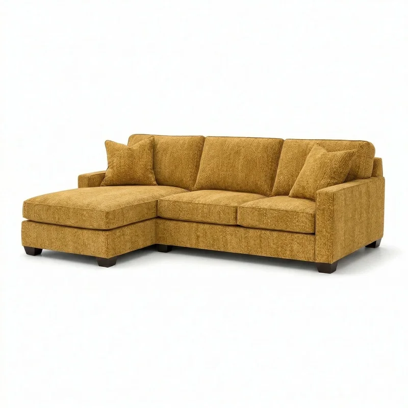 

Hepburn Chai Tea L-Shaped Sectional Sofa – Made in USA, 5-Day Shipping, Custom Fabric Options