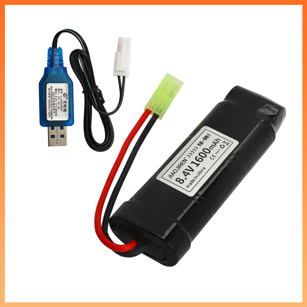 

Ni-MH 1600mAh 8.4V Airsoft Battery Flat Pack Batteries with Mini Tamiya Connector for Air Gun MP5 M60 Scar M249 M240B G36