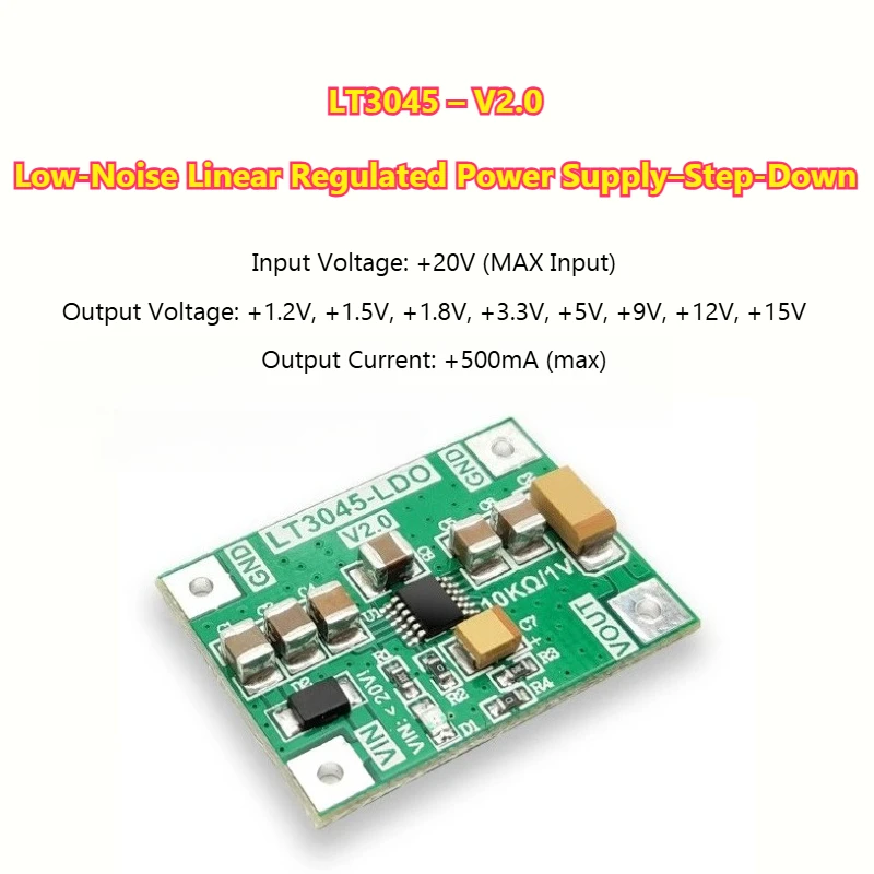 

Модуль LT3045, одиночный источник питания, малошумящий линейный, модуль радиочастотного источника питания, мини-версия KDT3045A-079-MSOP-A
