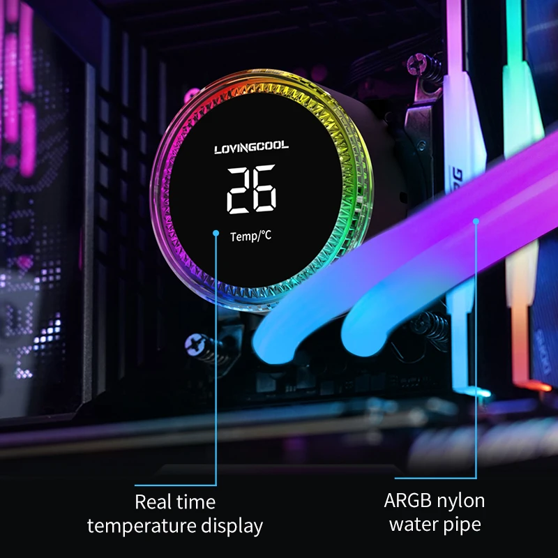 High-End 240mm Liquid Cooling AIO Cooler ARGB Gaming PC CPU Water Cooling Fan Application with LCD Temperature Display - Image 6