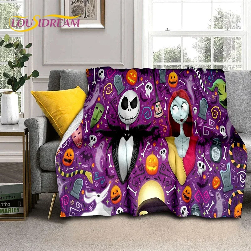 Cartoon The Nightmare Before Christmas Jack Blanket,Flannel Soft Throw Blanket for Home Bedroom Bed Sofa Picnic Office Kid Gift