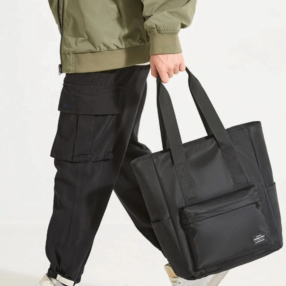 

Minimalist Waterproof Nylon Handbag Large Capacity Black Male Tote Bag Oxford Cloth Casual Briefcase Streetwear