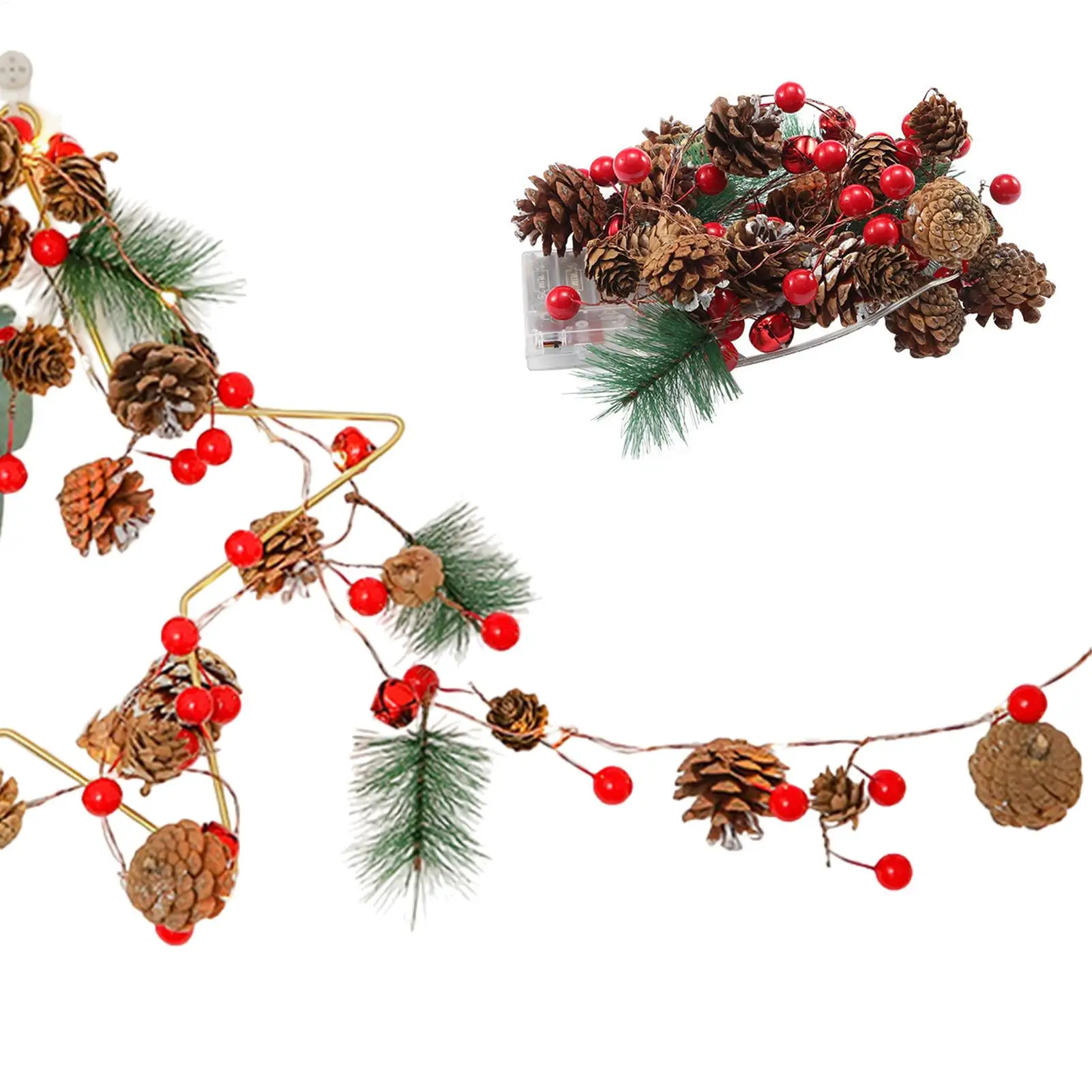 

Светодиодные рождественские огни 6,5 футов 20 светодиодов с сосновыми шишками Рождественские гирлянды Праздничный декор для внутреннего и наружного гостиной Спальни